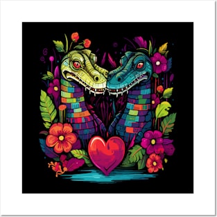 Alligator Couple Valentine Posters and Art